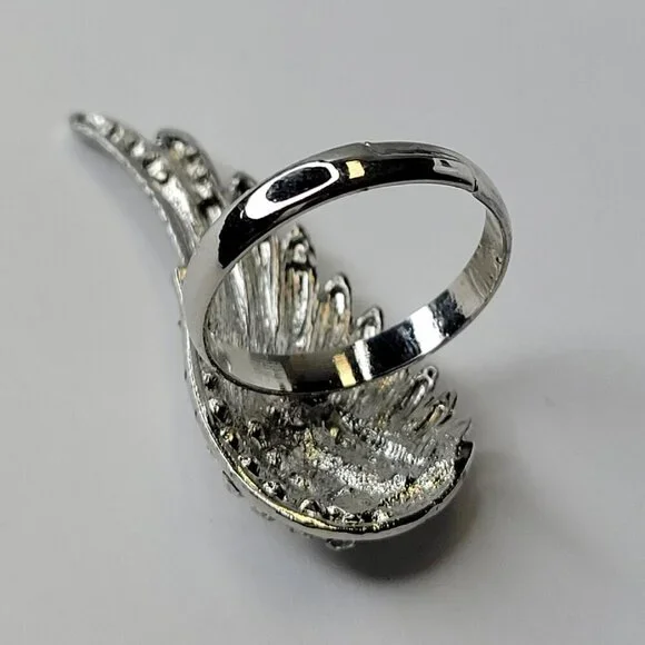 Silver Wing Adjustable Ring, Crystal Wing Adjustable Ring - Picture 3 of 6